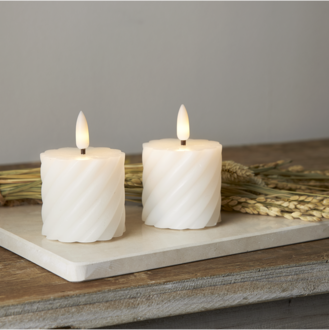 LED Blockljus 2-pack Flamme Swirl