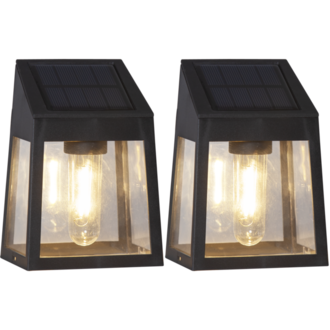 Solcellsvägglykta 2-pack Wally Filament