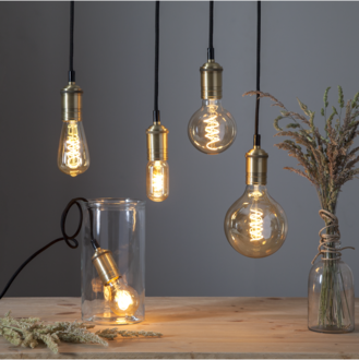 LED-lampa E27 ST64 Decoled Spiral Amber