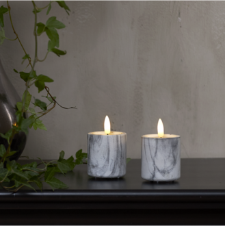 LED Blockljus 2-pack Flamme Marble