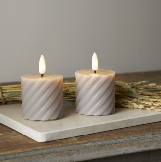 LED Blockljus 2-pack Flamme Swirl
