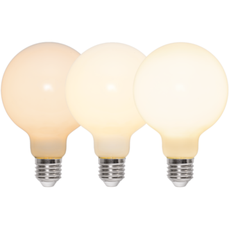 LED-lampa E27 G95 Opaque Fil RA90 3-step memo