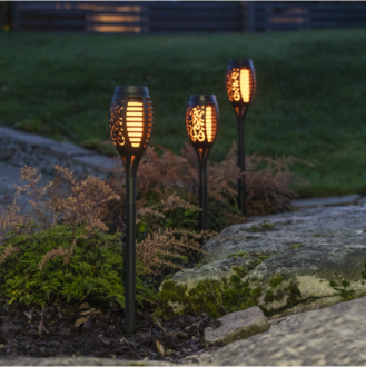 Solcellspollare 3-pack Flame Mini