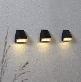Solcellsvägglykta 3-pack Wally Mini