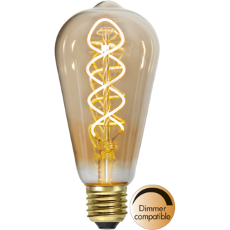 LED-lampa E27 ST64 Decoled Spiral Amber