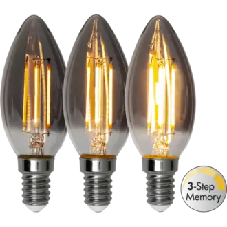 LED-lampa E14 C37 Soft Glow Smoke 3-step memory