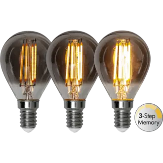 LED-lampa E14 P45 Soft Glow Smoke 3-step memory