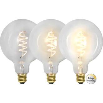 LED-lampa E27 G125 Decoled Spiral Clear 3-step memory