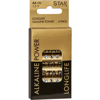 Batteri 6-pack AA 1,5V Power Alkaline