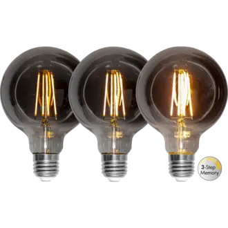 LED-lampa E27 G95 Soft Glow Smoke 3-step memory