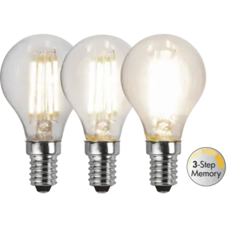 LED-lampa E14 P45 Clear 3-step memory