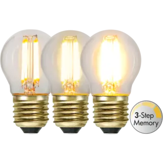 LED-lampa E27 G45 Soft Glow 3-step memory