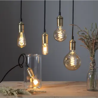 LED-lampa E27 G125 Decoled Spiral Amber