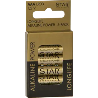 Batteri 6-pack AAA 1,5V Power Alkaline