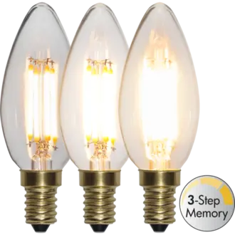 LED-lampa E14 C35 Soft Glow 3-step memory